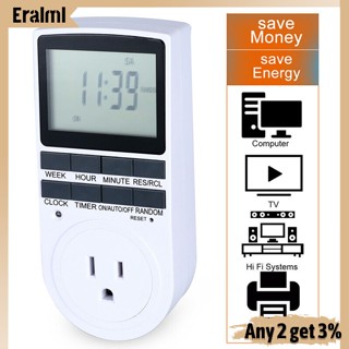 Eralml สวิตช์จับเวลา 120v 15a ตั้งโปรแกรมได้ 7 วัน พร้อมหน้าจอ Lcd ดิจิทัล สําหรับเครื่องใช้ในครัวเรือน (ปลั๊ก us)