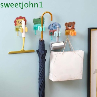 Sweetjohn ที่วางไม้ถูพื้น แบบพลาสติก ไม่ต้องเจาะ อเนกประสงค์ มีกาวในตัว ลายการ์ตูน สําหรับห้องครัว