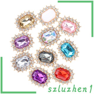 [Szluzhen1] กระดุมพลอยเทียม สําหรับตกแต่งเสื้อผ้า เข็มกลัด งานแต่งงาน 10 ชิ้น