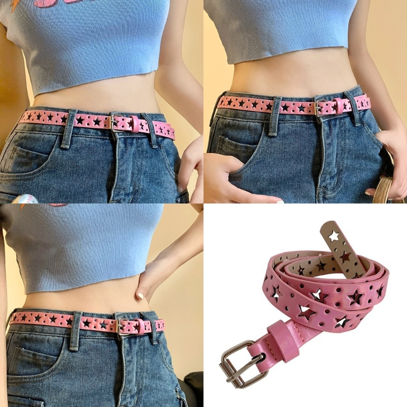 OMG Lady Waist Belt Jean Belt PU Vintage Hollow Buckle Casual Ceinture Belt