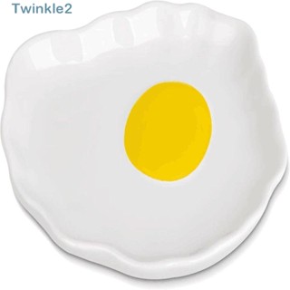 Twinkle ถาดเซรามิคน่ารัก ขนาดใหญ่ 4.92 นิ้ว สําหรับใส่ไข่ลวก ทัพพีตักไข่