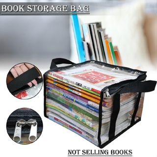 Clear PVC Storage Bag Portable Transparent Tote with Reinforced Handle for Book