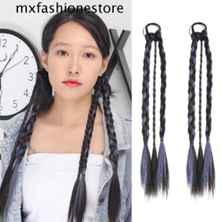 Mxfashione วิกผมหางม้าถักเปีย ทนความร้อน สีชมพู แฟชั่น สําหรับผู้หญิง