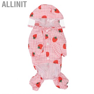 Allinit Dog Raincoat Hooded Reflective Breathable Lightweight Strawberry Patterns Pu L2s