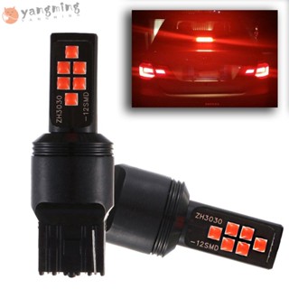 Yangming หลอดไฟตัดหมอก 3030 12SMD T20 7440 สีแดง สําหรับรถยนต์