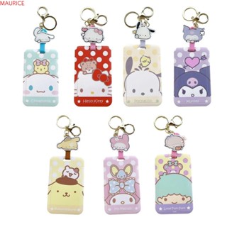 Maurice กระเป๋าใส่บัตร ลายการ์ตูนสุนัข Cinnamoroll Kuromi น่ารัก พร้อมพวงกุญแจ หัวเข็มขัดดึง สําหรับนักเรียน