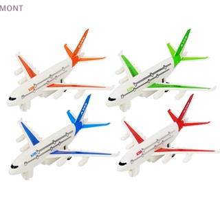 [MONT] โมเดลเครื่องบินโดยสาร รถบัสจําลอง แบบเด้งกลับ สีสุ่ม ของเล่นสําหรับเด็ก