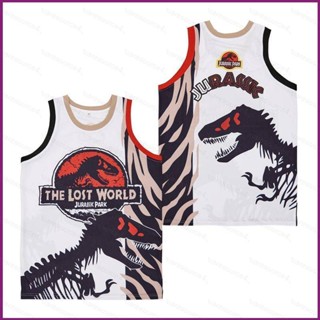 Yx เสื้อกีฬาบาสเก็ตบอล ลาย The Lost World Jurassic สีขาว พลัสไซซ์ สําหรับผู้ชาย และผู้หญิง