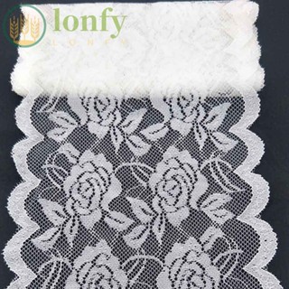 Lonfy ริบบิ้นลูกไม้ ปักลายดอกกุหลาบ 11 หลา สีขาว 6 นิ้ว สําหรับเย็บผ้า งานฝีมือ DIY