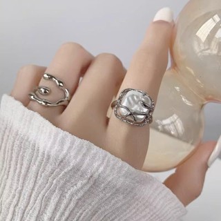 Irregular pearl ring personality 2023 new style light extravagance advanced design sense minority exquisite open ring girl trend