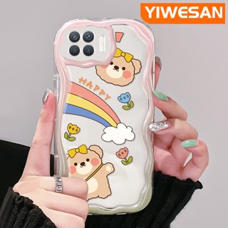 เคสโทรศัพท์มือถือ ซิลิโคนนิ่ม ใส กันกระแทก ลายการ์ตูนหมีแฮปปี้ สีครีม สําหรับ OPPO A93 2020 F17 Pro Reno 4F Reno 4 Lite