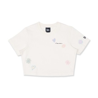 New Era เสื้อรุ่น WOMEN CROP TEE BOTANICAL IVORY