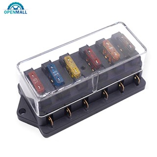 Openmall กล่องฟิวส์วงจร 6 ทาง สําหรับรถจักรยานยนต์ 12V 24V E-Bikes with 5A 10A 15A 20A 25A 30A Fuse C2D8