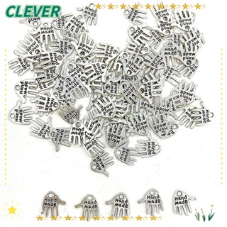 Clever พวงกุญแจ จี้ป้ายแท็ก อัลลอย รูปมือ ขนาด 12*12 มม. สีเงิน DIY