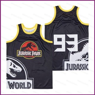 เสื้อกีฬาบาสเก็ตบอล ลายทีม Jurassic Park YX No.93 สีดํา พลัสไซซ์ สําหรับผู้ชาย และผู้หญิง