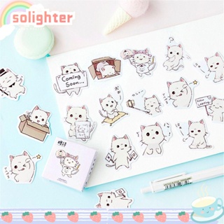 Solighter สติกเกอร์ ลายแมวน่ารัก สําหรับตกแต่งสมุดไดอารี่ DIY