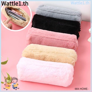 Wttle กระเป๋าถือ กระเป๋าใส่เหรียญ มีซิป ทรงดินสอ สีพื้น