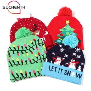 Suchenth หมวกคริสต์มาส ต้นคริสต์มาส สโนว์แมน สว่างขึ้น เสื้อกันหนาว หมวกบีนนี่