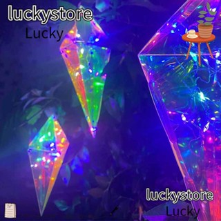 Lucky สายไฟหิ่งห้อย PVC ทรงกรวยน้ําแข็ง สามเหลี่ยม หลากสีสัน สําหรับตกแต่งสวน ปาร์ตี้คริสต์มาส