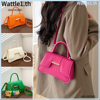 Wttle กระเป๋าสะพายไหล่ สะพายข้าง หนัง PU สีพื้น แฟชั่น