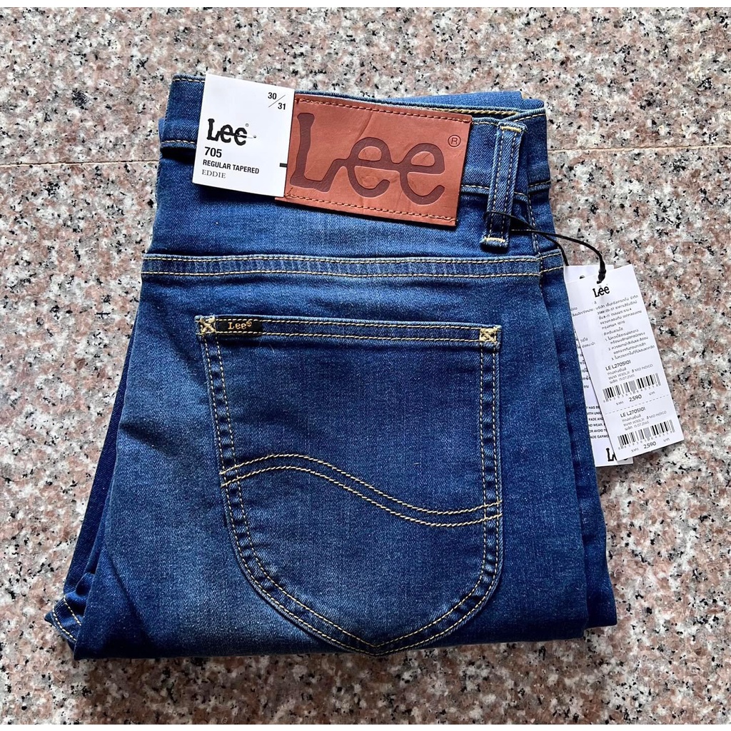 LEE 705 Eddie ยีนส์ชาย ขากระบอกเล็กเข้ารูป ผ้ายืด สียีนส์ฟอก ใส่สบาย ของแท้จากSHOP