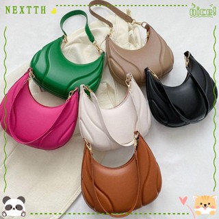 Nextth กระเป๋าสะพายไหล่ ใต้วงแขน หนัง PU ความจุขนาดใหญ่ สีพื้น แฟชั่นสําหรับผู้หญิง