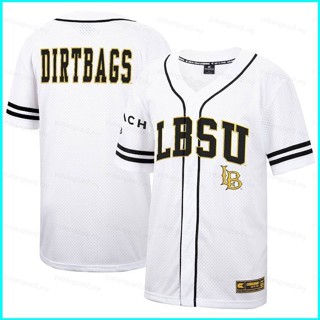 เสื้อคาร์ดิแกนเบสบอล เสื้อกีฬา พลัสไซซ์ ลายการ์ตูน Cal State Long Beach The Beach Jersey Button-Down