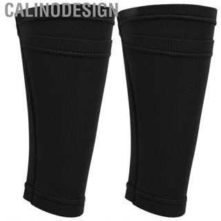 Calinodesign 1 Pair Soccer Shin Guard Socks Double Layer Pad Sleeves for  Training  Black Elastic