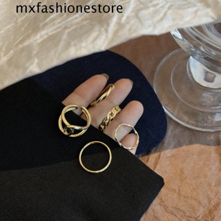 Mxfashione แหวนเปิด ทรงเรขาคณิต ปรับได้ ย้อนยุค บิดได้ เครื่องประดับแฟชั่นเกาหลี หญิง โลหะผสม แหวนหาง