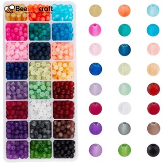 Elite ลูกปัดแก้ว 24 สี 6 มม. สีแคนดี้ สําหรับทําเครื่องประดับ สร้อยคอ สร้อยข้อมือ 1560 ชิ้น 1 กล่อง