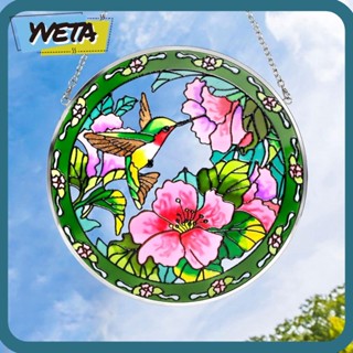 Yveta จี้อะคริลิค รูปนกฮัมมิ่งเบิร์ด ขนาด 6.5*6.5 นิ้ว สีเขียว สําหรับแขวนตกแต่งหน้าต่าง ห้องนอน