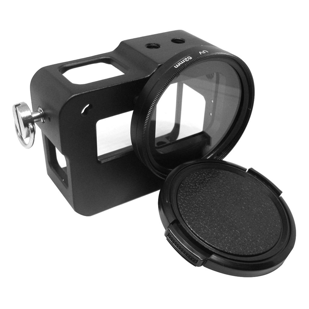 Feichao เคสอลูมิเนียมอัลลอยด์ CNC พร้อมกรอบเลนส์ UV 52 มม. สีดํา สําหรับ GoPro Hero 7 6 5 GoPro Hero 7 6