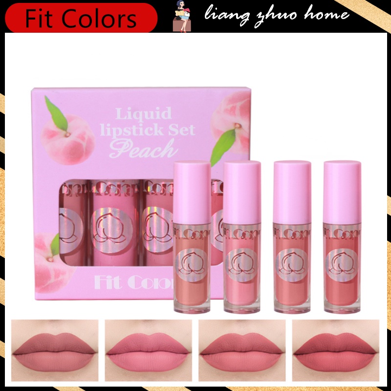 ลิปสติก ลิปกลอส เนื้อแมตต์กํามะหยี่ ไม่ติด กันน้ํา เซ็กซี่ สีแดง สําหรับผู้หญิง จํานวน 4 ชิ้น ต่อกล่อง