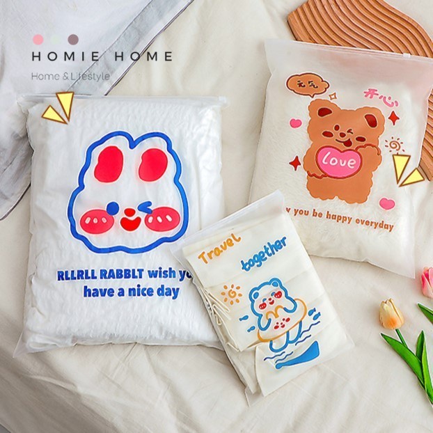 HH-1048 ถุงซิปลายการ์ตูน สำหรับใส่เสื้อผ้า รองเท้า จัดกระเป๋าเดินทาง เก็บของในบ้าน