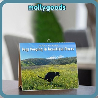 Moilyhd 2024 ปฏิทินกระดาษ รูปสุนัขอึสุนัข สําหรับตกแต่งผนังบ้าน