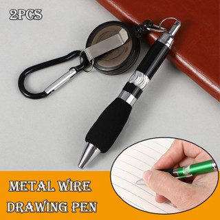 2PCS Black Carabiner Pens Retractable Badge Reel Ballpoint Pens Pull Clip Pens