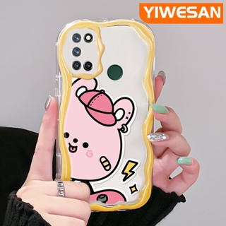 เคสโทรศัพท์มือถือแบบนิ่ม ใส กันกระแทก ลายการ์ตูนหมีสีชมพู สีมาการอง สําหรับ Realme 7 Pro 7i C17 Narzo 20 Pro