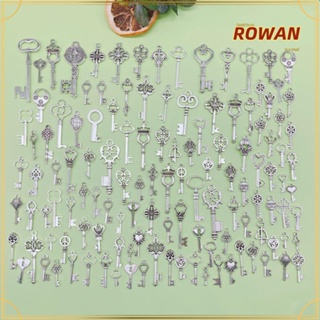 Rowans จี้กุญแจ รูปโครงกระดูก สีเงิน ขนาดเล็ก สไตล์วินเทจ สําหรับทําเครื่องประดับ DIY 125 ชิ้น