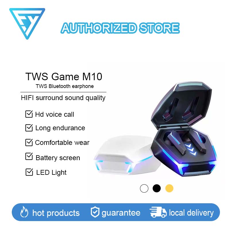 หูฟังบลูทูธ TWS-M10 รุ่นใหม่ สำหรับเล่นเกม ล่องชาร์จไร้สาย 9D สเตอริโอกีฬา