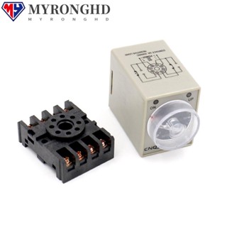 Myronghd Time Relay AH3-3 รีเลย์ตั้งเวลา พลาสติก สีขาว 8 Pins 60S พร้อมซ็อกเก็ต AC110V AC110V สีดํา สําหรับช่างไฟฟ้า