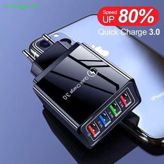 Monnygo อะแดปเตอร์ฮับชาร์จเร็ว 4 พอร์ต QC 3.0 USB TH