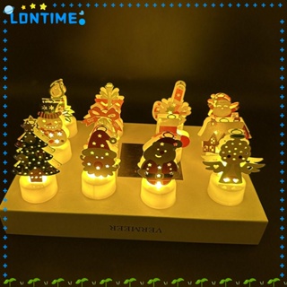 Lontime โคมไฟ LED รูปซานตาคลอส สโนว์แมน คริสต์มาส 2 ชิ้น