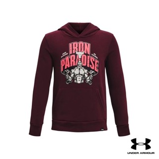 Under Armour UA Boys Project Rock Rival Fleece Iron Paradise Hoodieอันเดอร์ อาร์เมอร์ เสื้อออกกำลังกาย สำหรับเด็กผู้ชาย