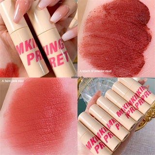 Mking Pretty Lip Glaze Mousse Velvet ติดทนนาน เปลี่ยนสีง่ายเพิ่มสีผิวลิปสติก Lip Mud Student Lip Gloss Soft Mist Net Red mimay