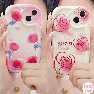 เคสโทรศัพท์มือถือแบบนิ่ม ลายดอกกุหลาบ และหัวใจ สีครีม ขอบโค้ง สําหรับ Samsung Galaxy A02S A03S A04S A13 A14 A31 A32 A33 A34 A20S A30S A21S A22 A23 A24