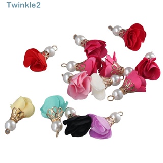 Twinkle จี้ผ้า ลายดอกไม้ ประดับไข่มุก หลากสี แฮนด์เมด สําหรับคนรัก