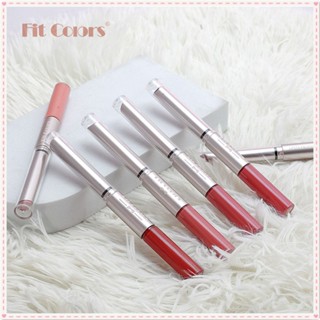 Fit สี Double-headed Lip GLOSS Matte Velvet หมอกพื้นผิวเรียบลิปสติก High Color Rendering Non Stick CUP ยาวนานแต่งหน้า JOYFEEL