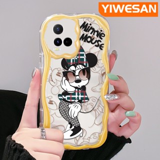 ใหม่ เคสโทรศัพท์มือถือ ซิลิโคนใส กันกระแทก ลายการ์ตูนมินนี่ เวฟบอร์เดอร์ สีครีม แฟชั่น สําหรับ VIVO Y21 2021 Y21G Y33s Y21s Y21e Y21a Y21t T1x 4G