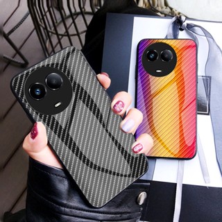 เคสโทรศัพท์มือถือ กระจกนิรภัย คาร์บอนไฟเบอร์ ไล่โทนสี สําหรับ Realme 11 Pro + 4G 5G C51 C53