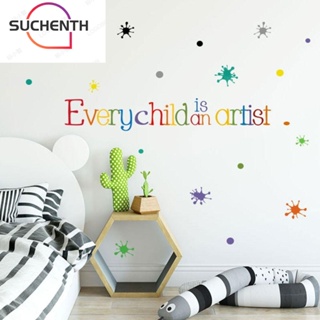 Suchenth สติกเกอร์ PVC ลายจุด ลอกออกได้ สําหรับตกแต่งผนังบ้าน ห้องเรียน